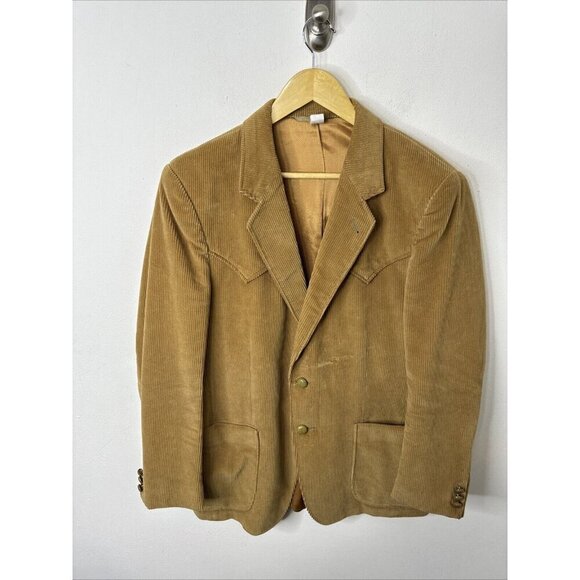 Vintage L Bar H Men 42 M Corduroy Blazer Sports Coat Western Rodeo Tan